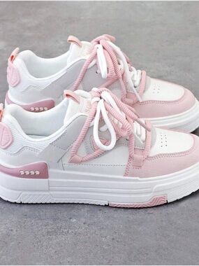 Women's Low-Top Casual Sneakers in Pink and White